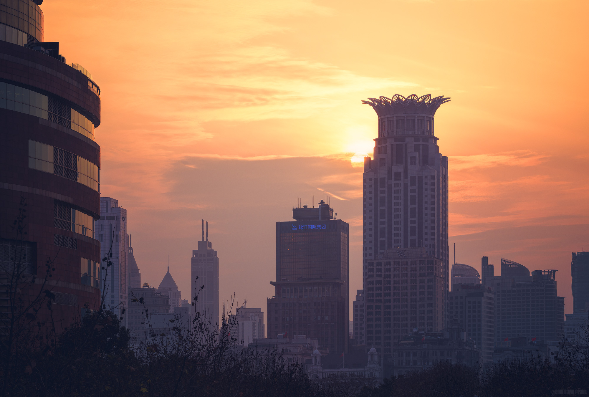 Sunset Behind The Westin Bund Centre