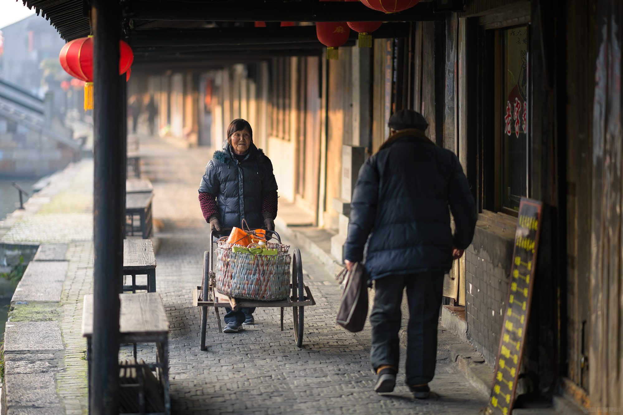 Walking Her Wheels To Work